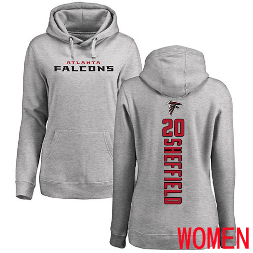 Atlanta Falcons Ash Women Kendall Sheffield Backer NFL Football #20 Pullover Hoodie Sweatshirts